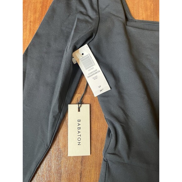 NEW Aritzia Babaton Black Long Sleeve Square Neck Bodycon Jumpsuits Rompers Sz S - Picture 2 of 4
